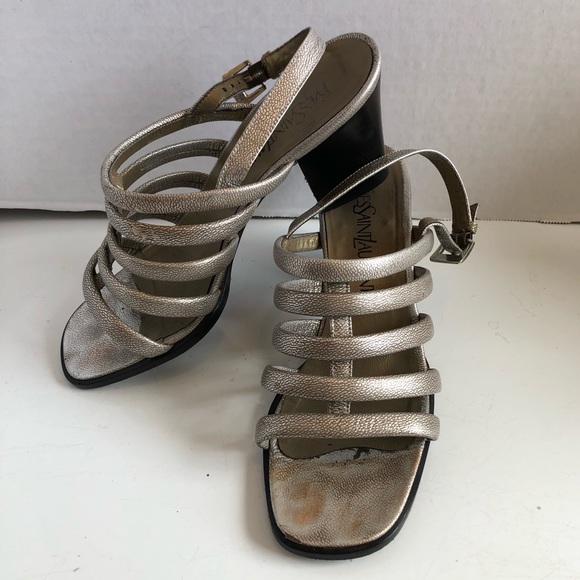 Gorg! YSL Yves Saint Laurent strappy block high heel shoes - Picture 2 of 16